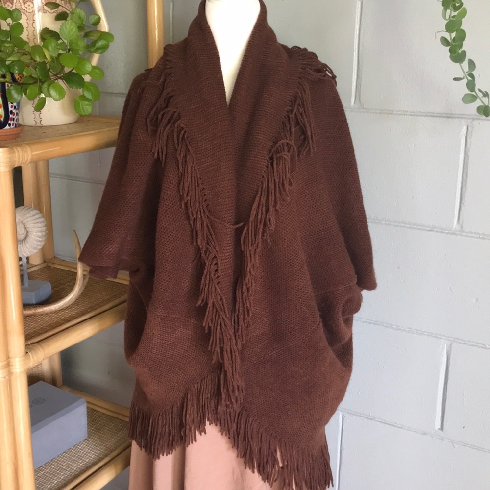Brown Fringe Sweater